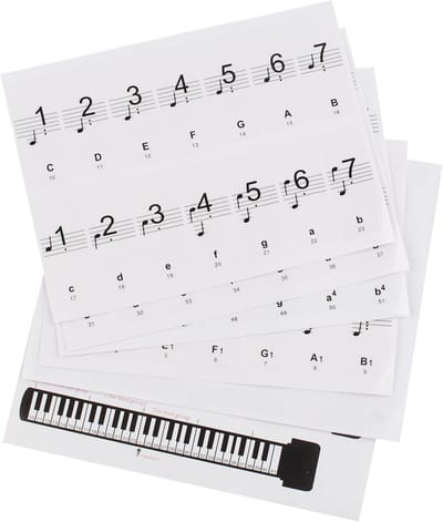 Transparant Stickerset voor Piano- en Toetsenbordtoetsen - Verwijderbare Notenstickers voor 54/61/88 Toetsen
