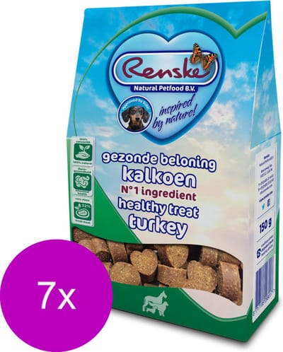 7x Renske Gezonde Beloning Hartjes Kalkoen 150 gr