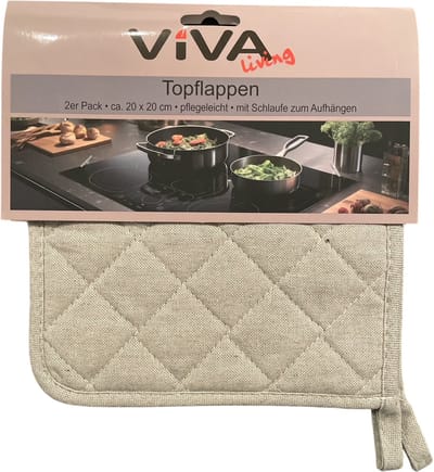 Viva Living - pannenlappen 2 stuks - 20x20cm - lichtgrijs