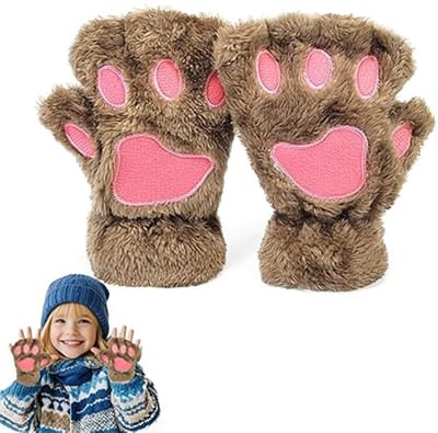 Dailygoods- Kattenpoothandschoenen Pluche - Vingerloze Handschoenen - Warme Winterhandschoenen - Cosplay Handschoenen - Dames/Tienermeisjes - Zacht Koraalfleece