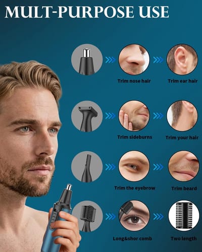Gezichts Haar Trimmer - Onthaarapparaat Set - Persoonlijke Verzorging - 3-in-1 Multifunctioneel - 17.7 x 16.7 x 3.7 cm - Blauw