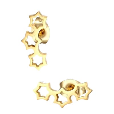 Aramat Jewels | Oorbellen | Goudkleurige RVS Sterren Oorbellen - Uniseks & Feestelijk | | | |10mm | Staal | Kinderen, Volwassenen | Verkleurd niet