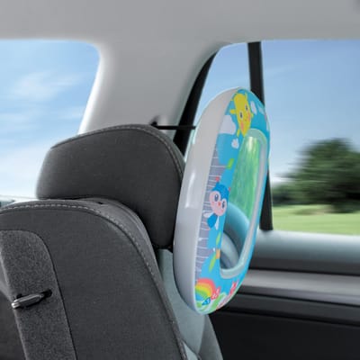 Benbat Night & Day Baby Autospiegel Bosplezier - Interactieve Autospiegel met Licht, Geluid en Afstandsbediening - XL Spiegel voor Auto