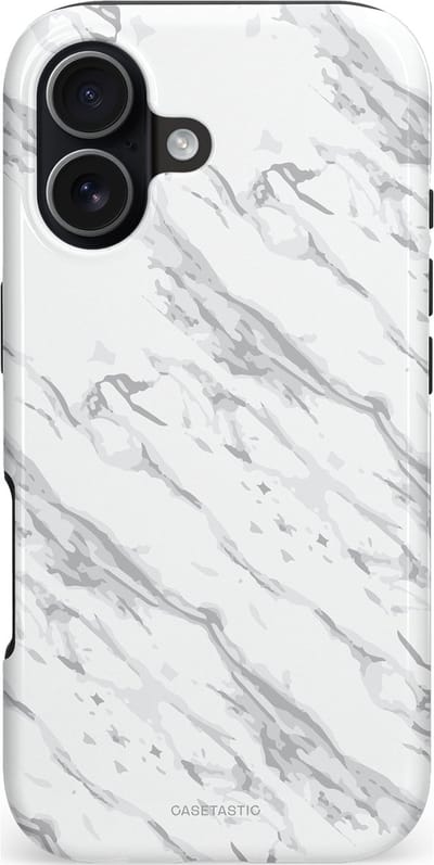 Casetastic hoesje geschikt voor Apple iPhone 17 - MagSafe - Dubbellaagse bescherming - Arctisch Marmer - Fashion Case - Wit Lichtgrijs