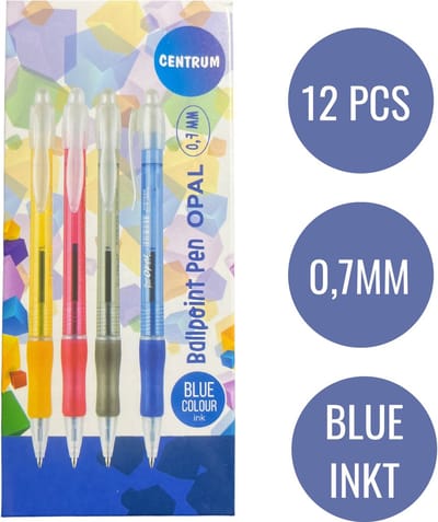 Centrum - kantoorartikelen - schrijfwaren - pennnen - pen - balpennen - 12 stuks - blauwe inkt - 0,7 mm