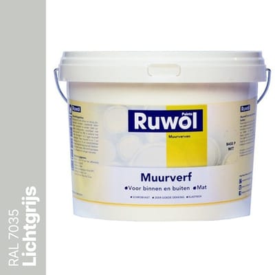 Ruwol Muurverf binnen en buiten Mat Lichtgrijs (RAL 7035) 5 liter - muurverf buiten - gevelverf buiten