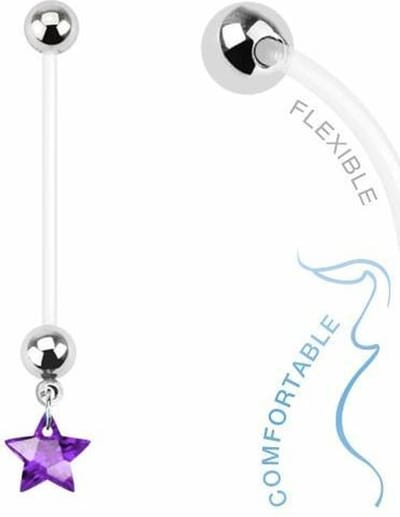 Fako Bijoux® - Zwangerschapspiercing - Ster - Paars