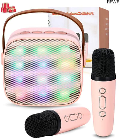 RFWR® Draagbare Karaoke-machine met Draadloze Microfoons en LED Verlichting voor Thuisfeest