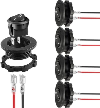 Ronde tuimelschakelaars 12V On/Off met houder - 5 stuks - Mini 2-pins schakelaars