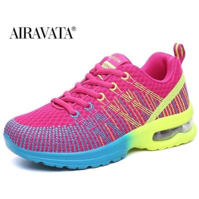 Dames Sneakers Air Sole Atletische Hardloopschoenen Vetersluiting Ademend Jogging Schoenen Vrije Tijd Outdoor Sneakers Zapatillas De Deporte 42 helder roze