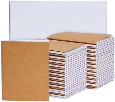 Dailygoods- Notitieboekjes 24 stuks - Blanco ongelijnd - Kraftpapier - Schetsboek - Kantoorbenodigdheden - Formaat 21,6 x 28 cm - Notitieboek