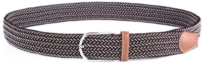 Bruine elastische riem - Bruine riem - 105CM - Uitrekbaar tot 120CM - Bruin/Wit - Unisex - CHPN