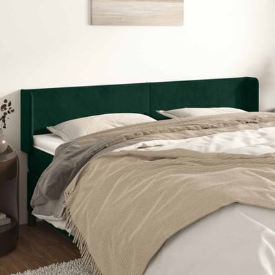 vidaXL - Hoofdbord - met - randen - 183x16x78/88 - cm - fluweel - donkergroen
