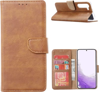 Hoesje Geschikt Voor Samsung Galaxy S23 Plus Hoesje met Pasjeshouder – Bookcase – Bruin