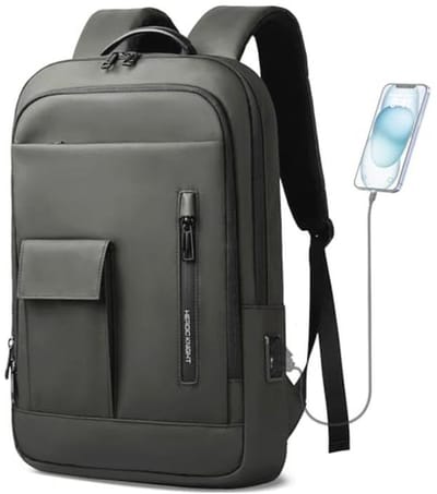 Slanke Laptoprugzak voor Heren en Dames - Waterdichte Laptoptas met USB-Aansluiting - Ideaal voor Kantoor, Universiteit en Reizen