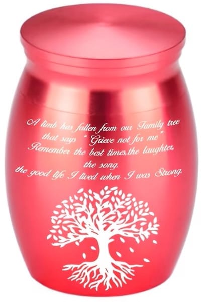 Mini urn levensboom met tekst,geschikt voor een klein beetje as