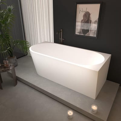 Zeza Grand Half Vrijstaand Hoekbad - rechts - 180x80x58cm - met afvoer - acryl - glans wit