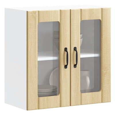vidaXL - Keukenbovenkast - met - glazen - deur - Lucca - bewerkt - hout - sonoma - eikenkleur