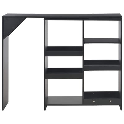 vidaXL - Bartafel - met - verplaatsbaar - schap - 138x39x110 - cm - zwart