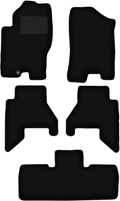 Zwarte velours vloermatten voor: Nissan Pathfinder 7-zits (vóór facelift) (2005-2010)