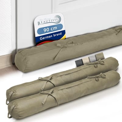 2x Tochtstrips voor Deur en Raam 90 cm - Tochtstopper met Handvat Taupe