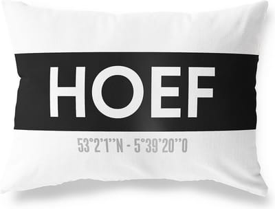Tuinkussen HOEF - UTRECHT met coördinaten - Buitenkussen - Bootkussen - Weerbestendig - Jouw Plaats - Studio216 - Modern - Zwart-Wit - 50x30cm