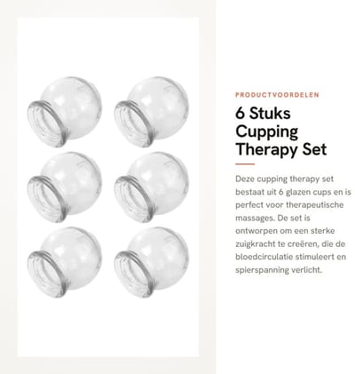 Dailygoods- Cupping Set - 6 Stuks - Duurzaam Glas - Vuurcupping - Cupping Therapie - Sterke Zuigkracht - Ondersteunt Spierherstel - Cupping Cups
