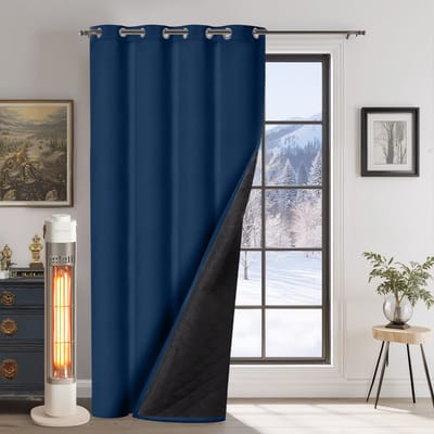 Qelus Verduisterende Gordijnen - Kant en Klaar Gordijn - Dikke Verduisterende Thermische Gordijnen - 1 stuk Voor Een Lekker Warme & Stille Woonkamer/Slaapkamer- B132 X H160 cm (Marineblauw)
