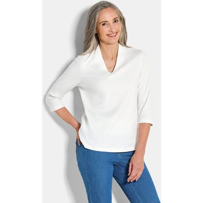 Basic shirt van interlock-jersey - gebroken wit - Gr. 19 van Goldner Fashion