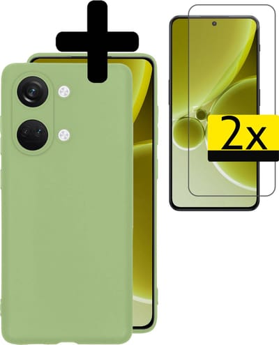Hoesje - Met 2x Screenprotector - Geschikt voor OnePlus Nord 3 - Sterk & Shockproof - Back Cover - Siliconen Case - Telefoon Hoes - Telefoonhoesjes - Groen