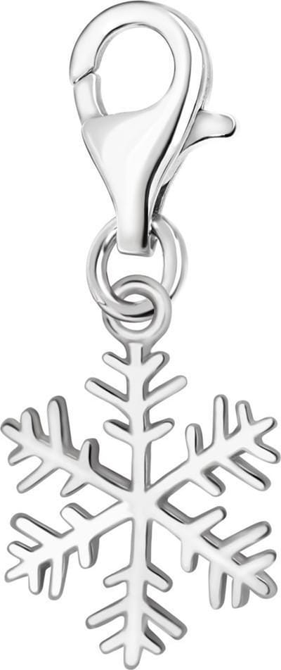 Quiges – Charm – Hanger - 3D Sneeuwvlok - Verzilverd - karabijnslot - geschikt - voor - Bedelarmband - QHC008