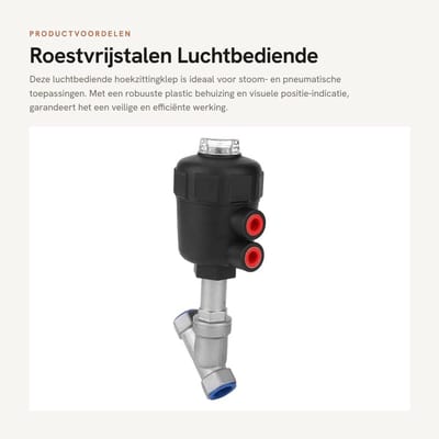 Dailygoods- Stoomklep Roestvrij staal - Pneumatische Klep - Luchtbediende - Verdikte Behuizing - Slijtvaste Constructie - Eenvoudig te Installeren - Hoekzittingklep