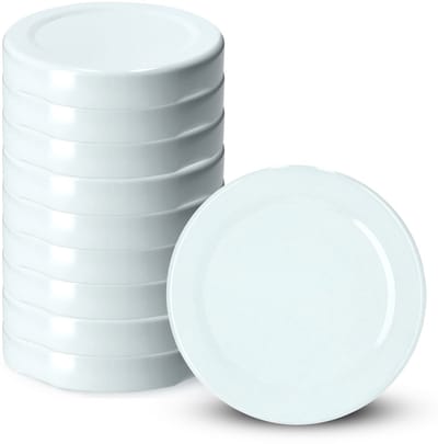 KADAX Schroefdeksel fi43 mm, metalen twist-off-dekselset geschikt voor 40 ml potten, reservedeksel met 4 vergrendeltanden, deksel voor weckpotten, flessen en weckpotten (10 stuks, wit)