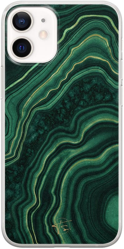 Hoesje geschikt voor iPhone 12 Mini - Agate groen - Soft Case - TPU - Print - Groen - Mooie Telefoonhoesjes