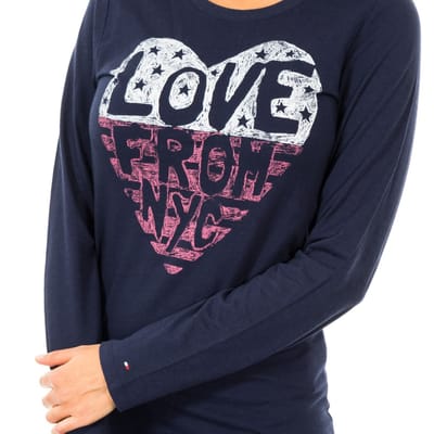 Dames-T-shirt met lange mouwen en ronde hals 1487903366
