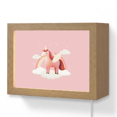 Wandlamp 20x15 cm - Oplaadbaar - Eenhoorn - Vleugels - Roze - Regenboog - Wandlampen binnen woonkamer - Slaapkamer lamp met kabel - Decoratieve nachtlamp - Vloerlamp snoer