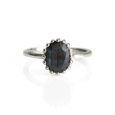 Natuursieraad - 925 sterling zilver labradoriet ring maat 19.00 mm - edelsteen sieraden