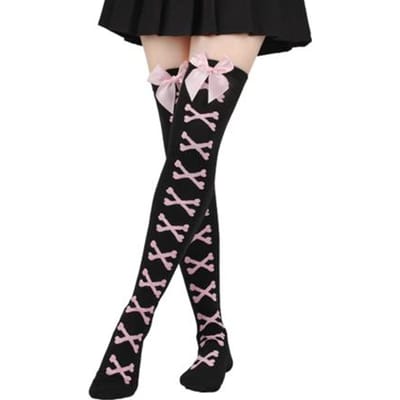 1 Paire Chaussettes Hautes Japonaises Y2K Lolita Amincissantes Non Glissantes pour Femmes Anime Expo/Lolita Tea Party/Jk Meetup One Size white