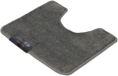 Dailygoody - Antislip Badmat - Comfortabel Badkamer Tapijt - Grijs - WC Uitsparing 45 x 50 cm - Absorberend en Snel Droog - Geschikt voor Binnen