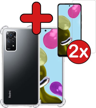 Hoesje - Met Screenprotector - 2 Stuks - Geschikt voor Xiaomi Redmi Note 11 - Sterk & Shockproof - Back Cover - Siliconen Case - Telefoon Hoes - Shock Proof - Telefoonhoes - Transparant