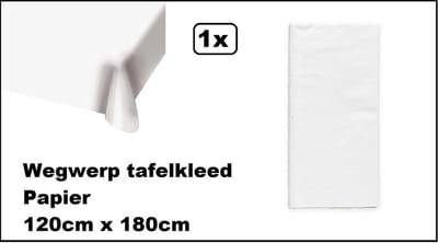 Wegwerp tafelkleed papier wit 120cm x 180cm - Thema feest festival thema feest evenement gala