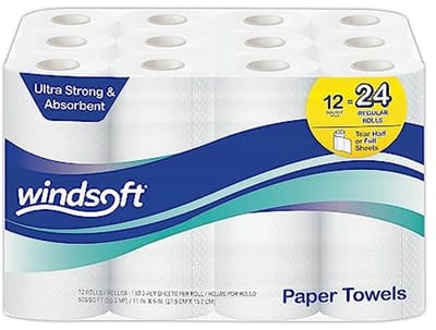 Premium keukenrolhanddoeken 11 x 6 inch - 2-laags, 12 rollen