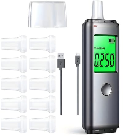 PolkaHome® Draagbare 2-in-1 Alcoholtester – Digitale Blaastest met Dual Mode, LCD Display en USB-C Oplaadfunctie – Betrouwbare Persoonlijke Alcoholmeter