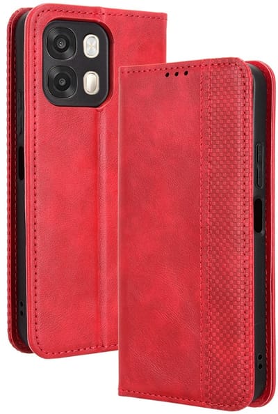 Coverup Hoesje - Geschikt voor OPPO A6 5G Hoesje - Coverup Vintage Style Book Case - Rood