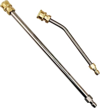 Dailygoods- Verlengbuis 2-delig - Verlengstuk 35 cm - Gebogen Stang 30° - Snelaansluiting 1/4 inch - Roestvrij Staal - Voor moeilijk bereikbare plaatsen - Reinigingsstang