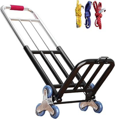 Opvouwbare Steekwagen - Transportkar Hulpmiddel - Zwaar Werk Verplaatsen - Zes Wielen Trappen - 33x30x103 cm - Zwart