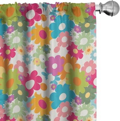 ABAKUHAUS Bloemen gordijnen – 2x75x245 cm – microvezel – veelkleurig