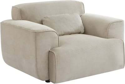 sweeek - Corduroy fauteuil, ronde lijnen, kussen inbegrepen, wallas, b 118 x d 98 x h 73cm