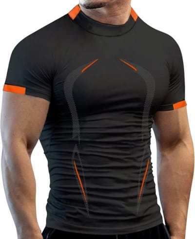 Sportshirt - Maat L - Compressie Short Sleeve Shirt - Heren Sportshirt - Sportkleding voor Heren - LOUZIR