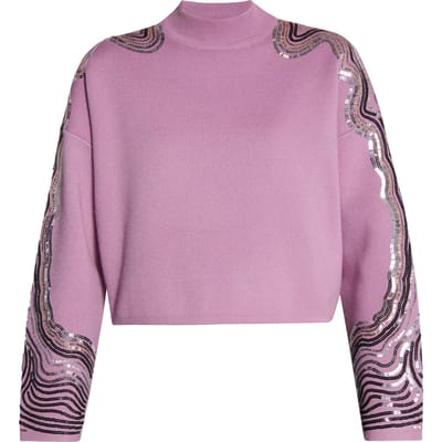 Faina Gebreide trui met pailletten Dames Mauve